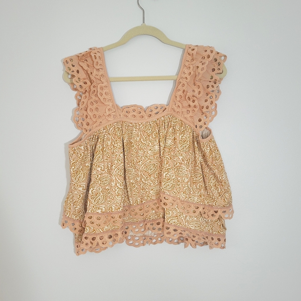 *SOLD* ANTHROPOLOGIE LET ME BE Eyelet Swing Ruffle Sleeveless - Picture 6 of 11
